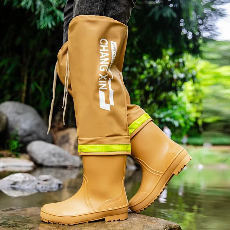 Bottes de pluie mode couple hautes imperméables anti-dérapantes pour pêche et plein air