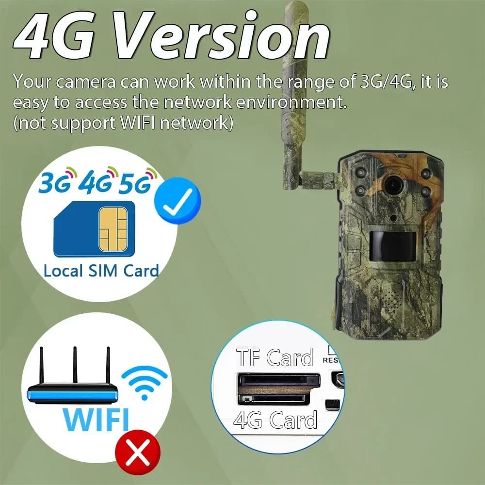 Caméra chasse solaire 20MP détection PIR étanche faune 4K 14MP 4G vision nocturne 30m 7800mAh