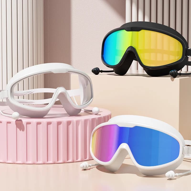 Lunettes de natation grand cadre adultes - Vision large HD anti-buée UV protection étanches
