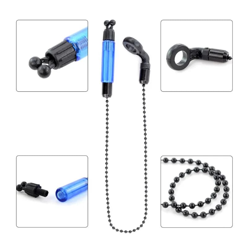 Set alarme pêche carpe swinger chaîne métal - indicateur morsure 4 couleurs outils pêche