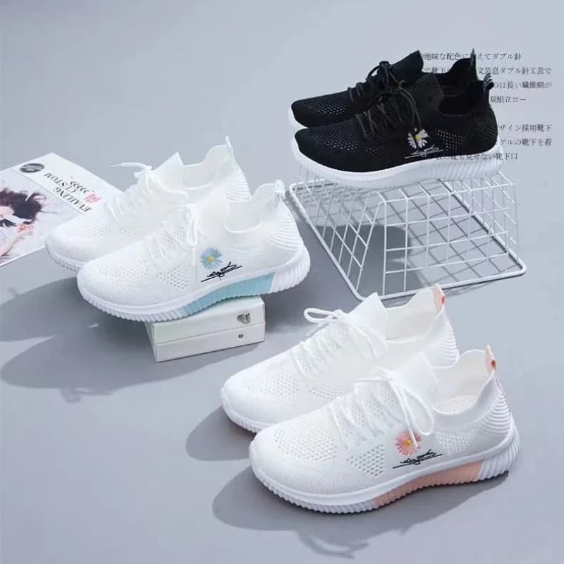 Petites chaussures blanches pêche femme tricotées semelle souple respirantes pour pêche étudiante été
