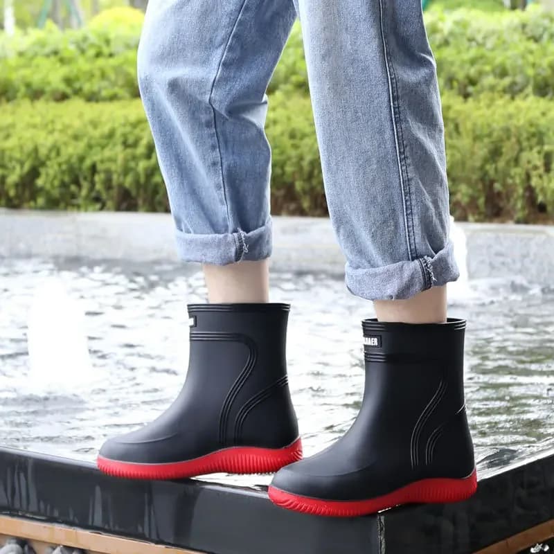 Bottes pluie homme épaisses semelle EVA chaude pêche cuisine construction imperméables plastique