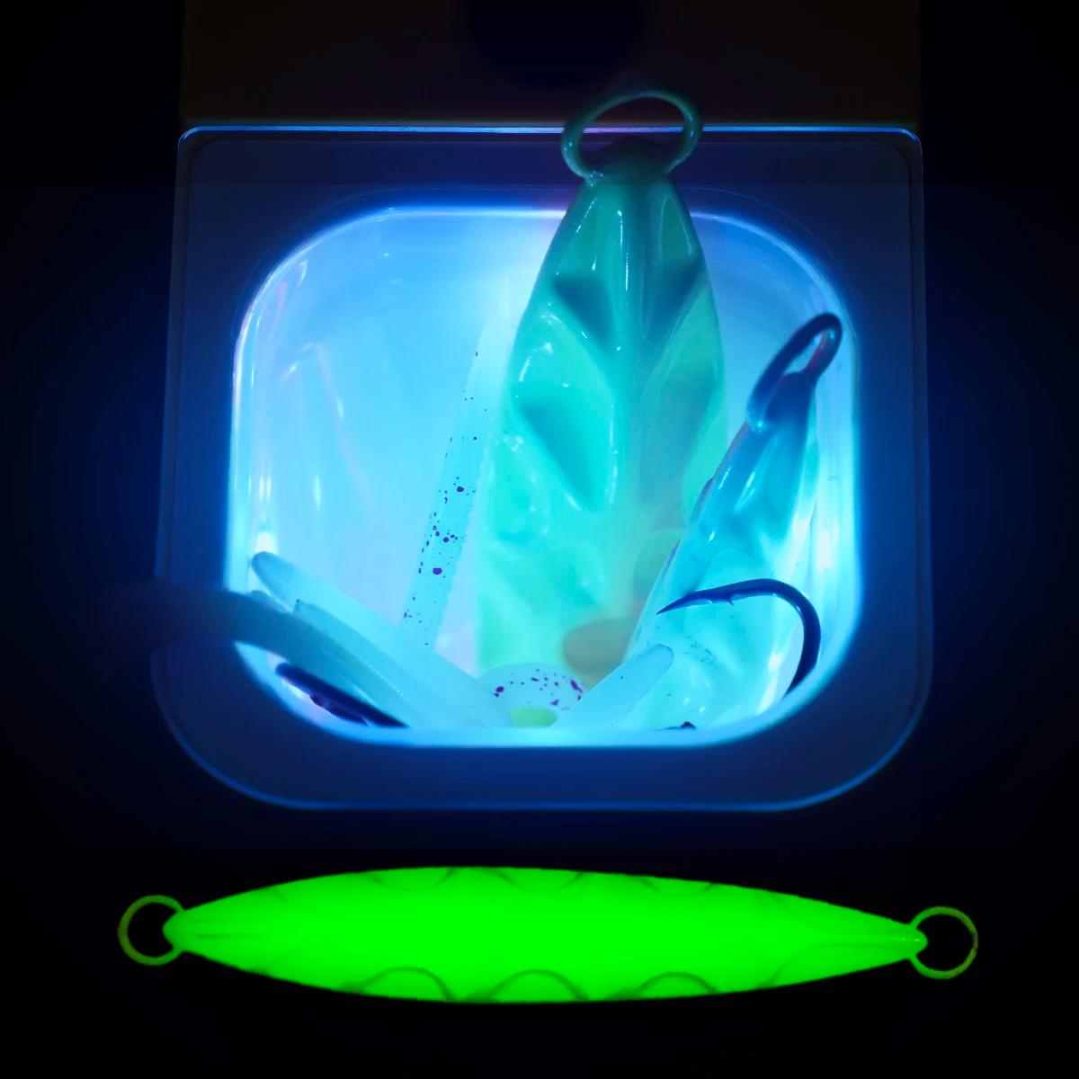 Leurres luminescents UV LED pêche mer - appâts souples lumineux rechargeables pour pêche au calmar nocturne
