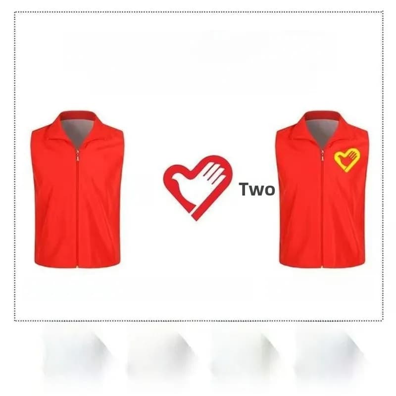 Veste de bénévole rouge personnalisable - Uniforme de service communautaire avec fermeture éclair et coupe droite