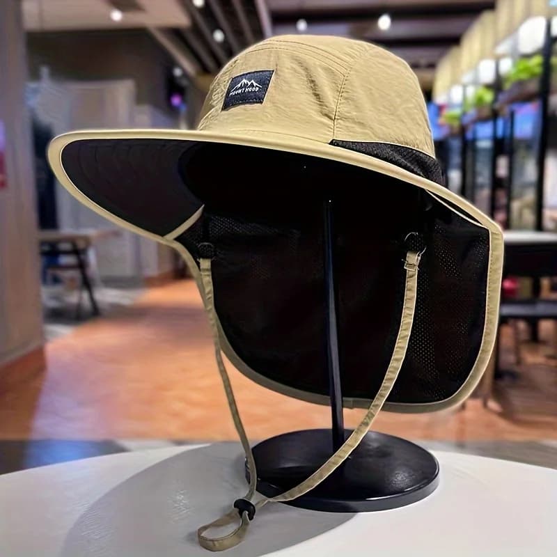 Chapeau de pêche anti-UV unisex avec protection nuque, léger et séchage rapide