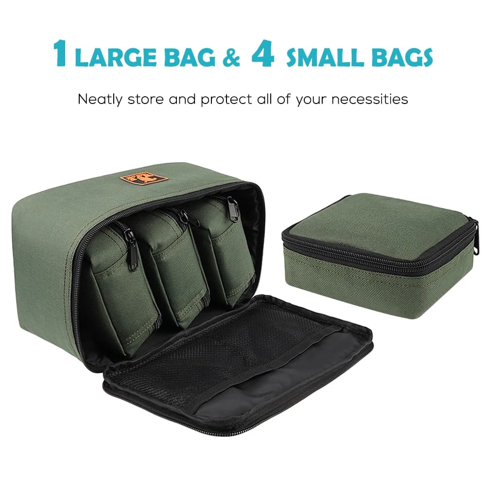 Sac organisateur pêche avec 4 poches pour rangement moulinets et leurres accessoires pêche pratique