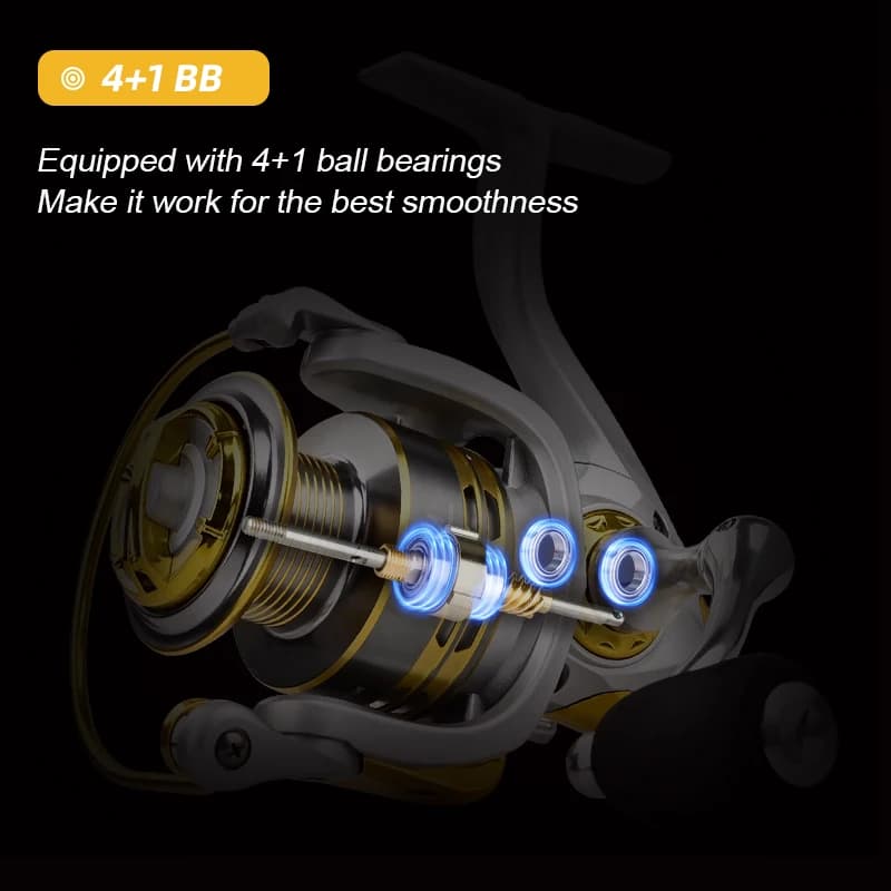 Moulinet MEREDITH Spinning avec bobine métallique 5.2:1 pour pêche carpe et pêche en mer