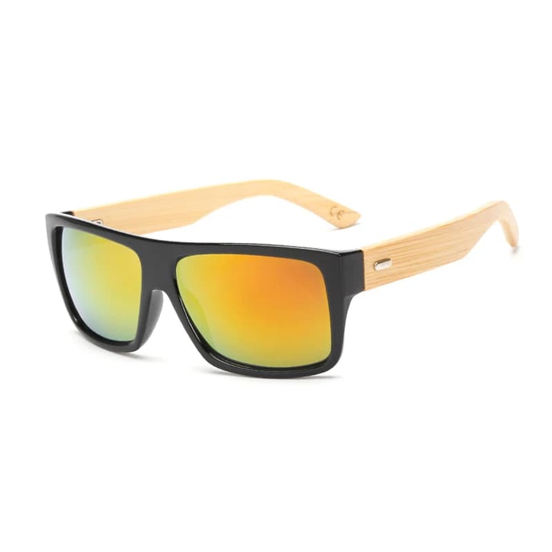 Lunettes de pêche en bambou rétro - Monture bois miroir - Hommes femmes UV400