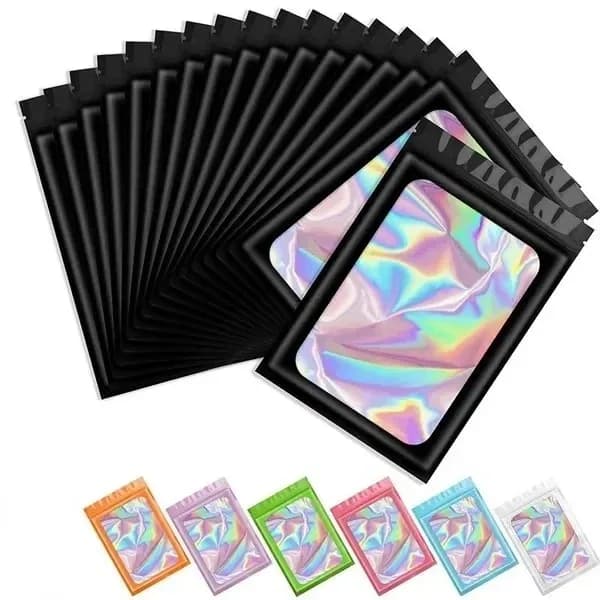 Sacs ziplock épais holographiques rangement leurres pêche - Pochettes colorées sans trou pour matériel