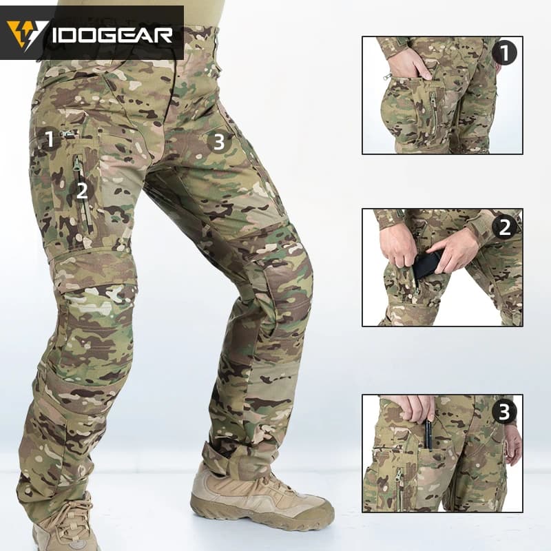 Pantalon tactique IDOGEAR Combat UFS avec protections genoux camouflage pêche chasse outdoor
