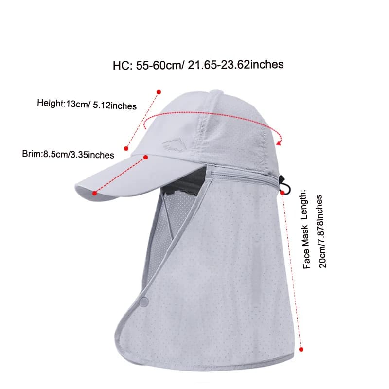 Chapeau de soleil unisexe avec châle - Léger pour pêche sportive et protection solaire