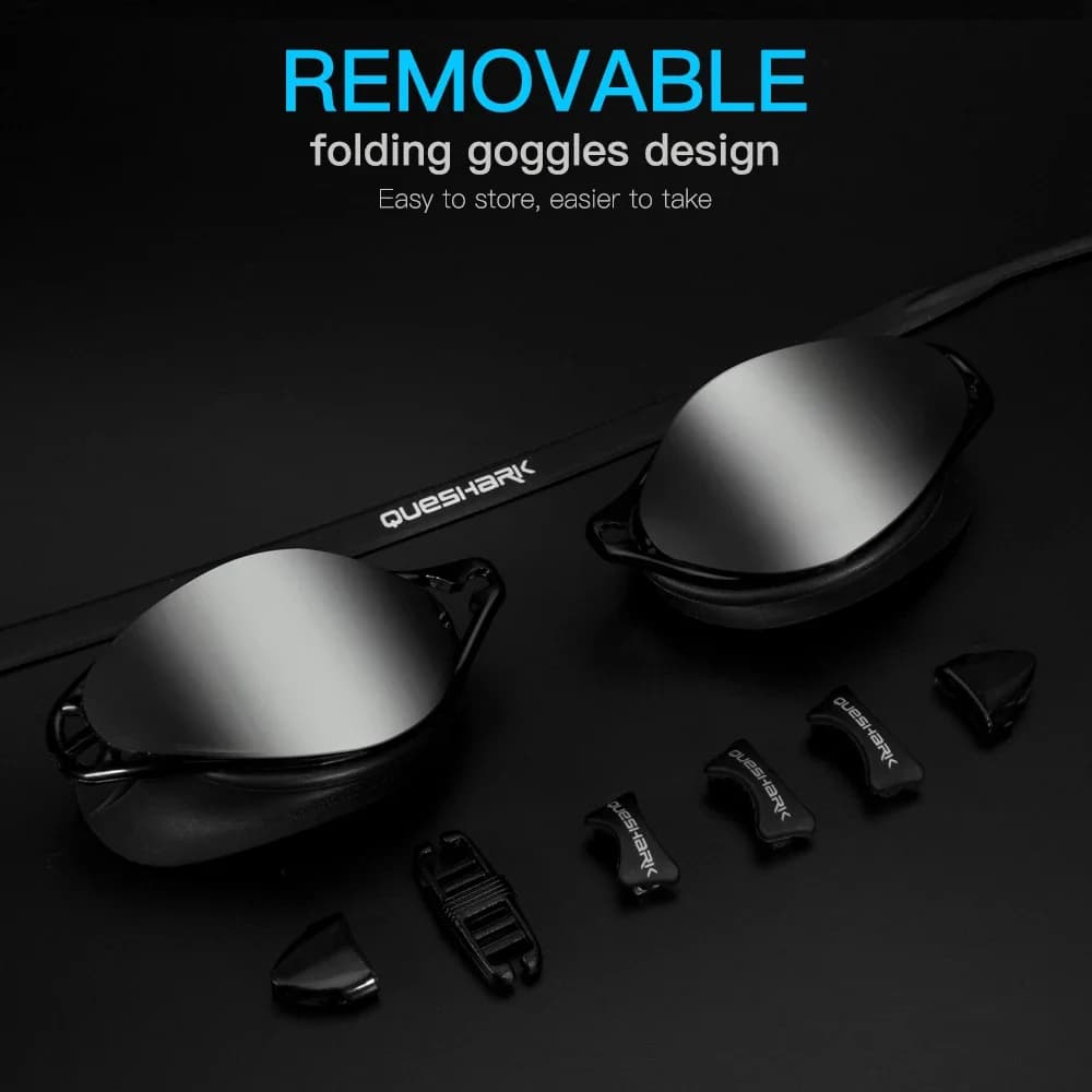 Lunettes de natation QUESHARK anti-buée HD - Kit complet avec boîtier portable pour sports aquatiques