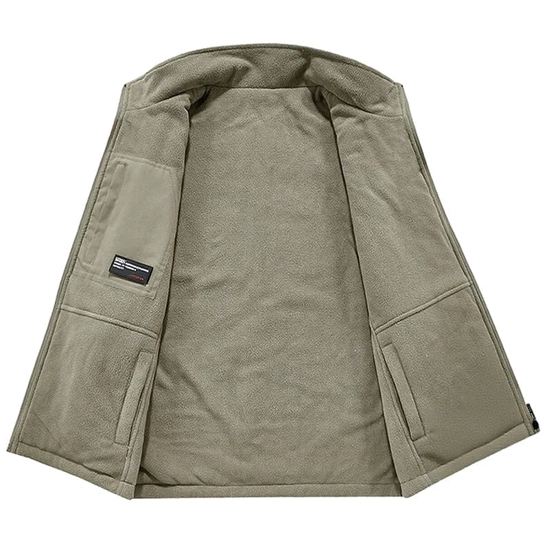 Veste polaire chaude hiver pêche photographe coupe-vent col montant double face homme