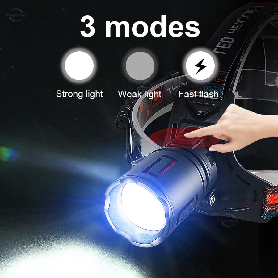 Lampe frontale pêche 350000 lux ultra puissante 4000m portée rechargeable 18650 pour pêche gros carnassiers
