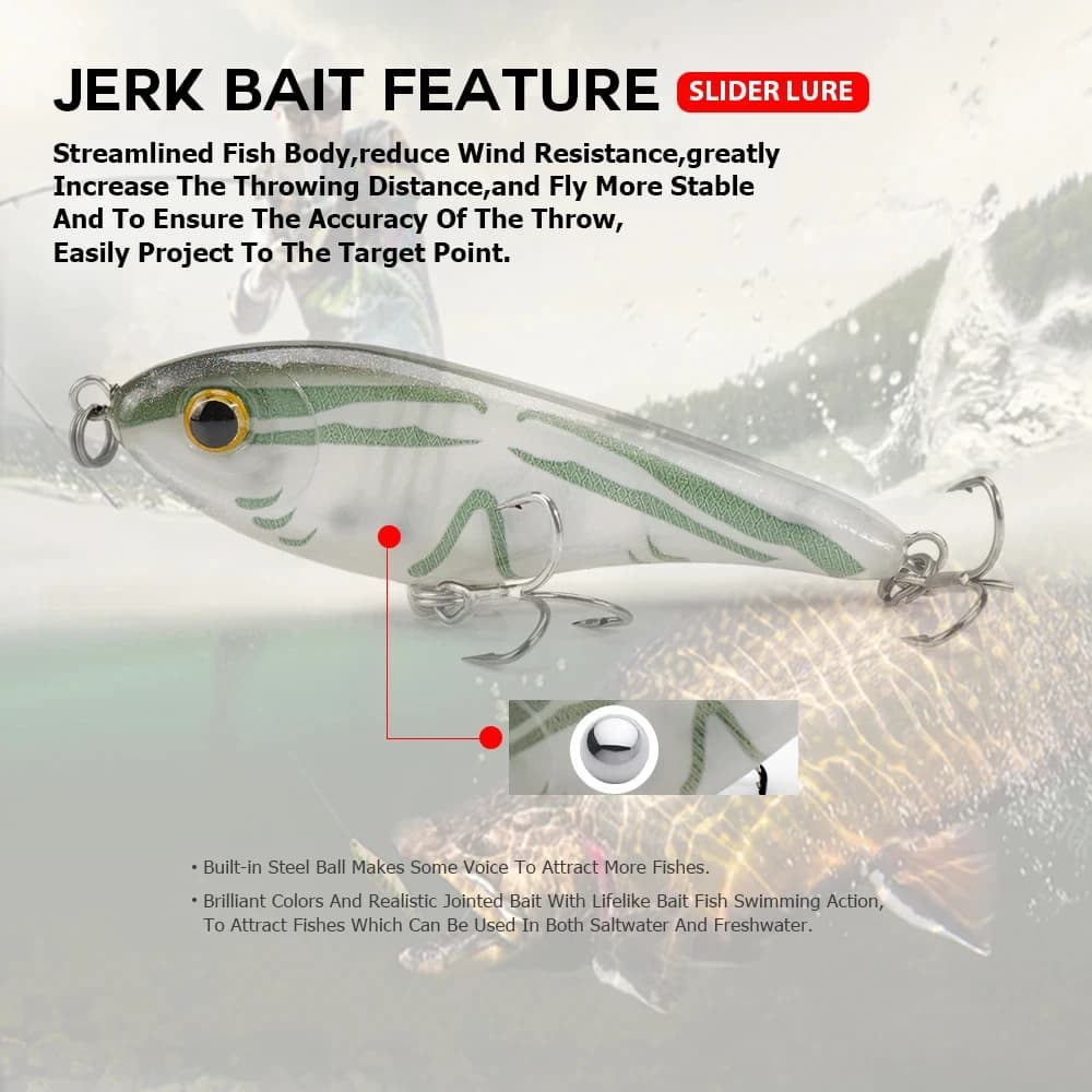 Leurre jerkbait Tsuyoki 90mm-105mm sinking - Crankbait sonore pour pêche lente du brochet et sandre