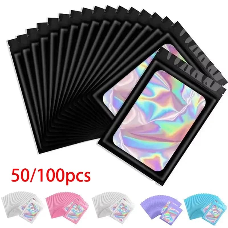 Sacs ziplock épais holographiques rangement leurres pêche - Pochettes colorées sans trou pour matériel