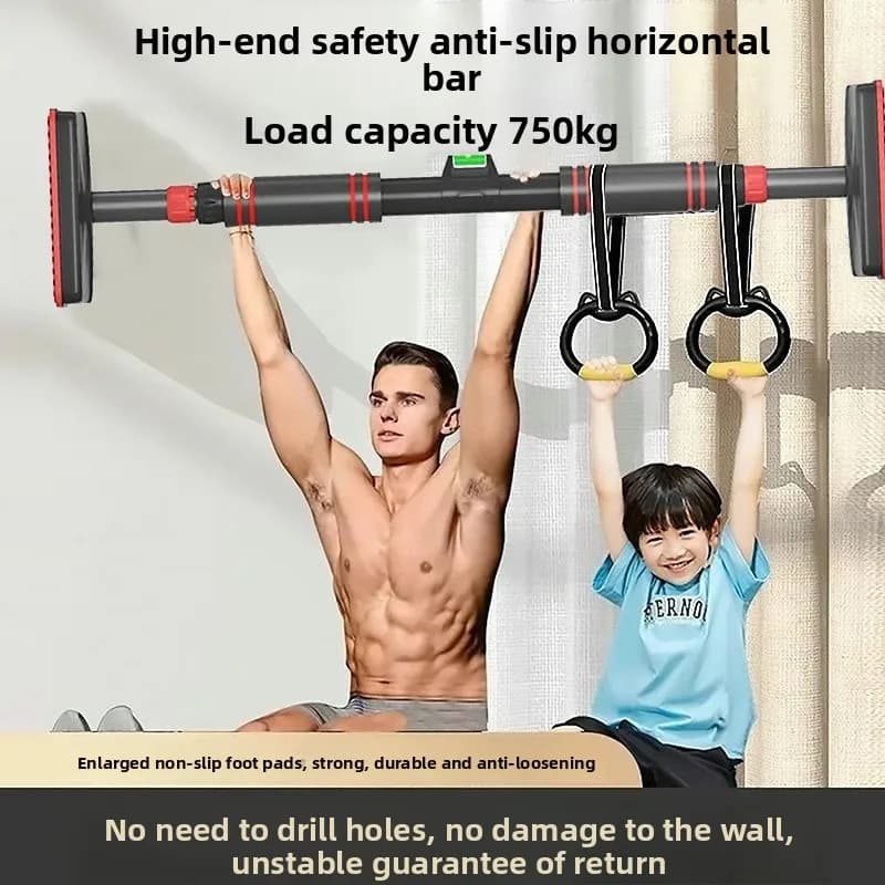 Barre horizontale téléscopique 2025 pour adultes et enfants - Équipement traction maison avec punching - Pêche fitness