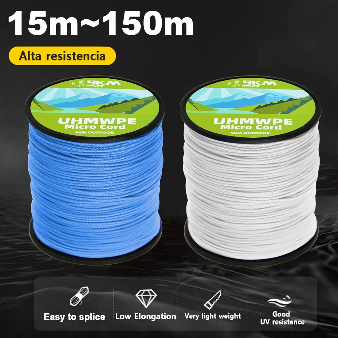 Corde UHMWPE FishTrip 45-340KG Dyneema pour assistance pêche - Résistance abrasion faible élasticité