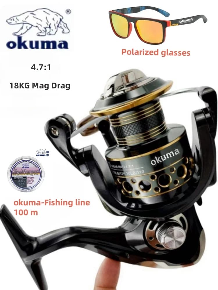 Moulinet spinning Okuma metalultra léger frein 18kg outil pêche 2025