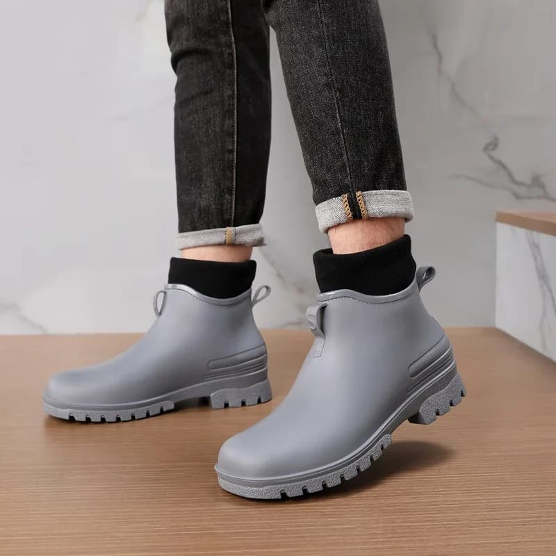 Bottes de pluie unisexes anti-dérapantes imperméables avec doublure en coton chaud