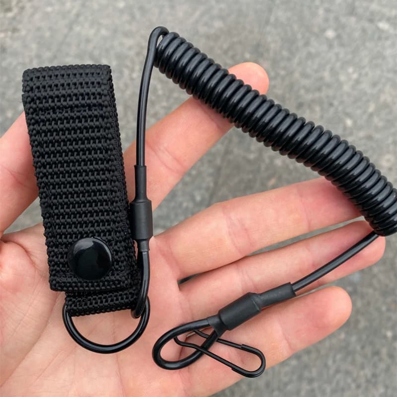 Cordon élastique tactique anti-perte pour clés et lampe de pêche - accessoire sécurité