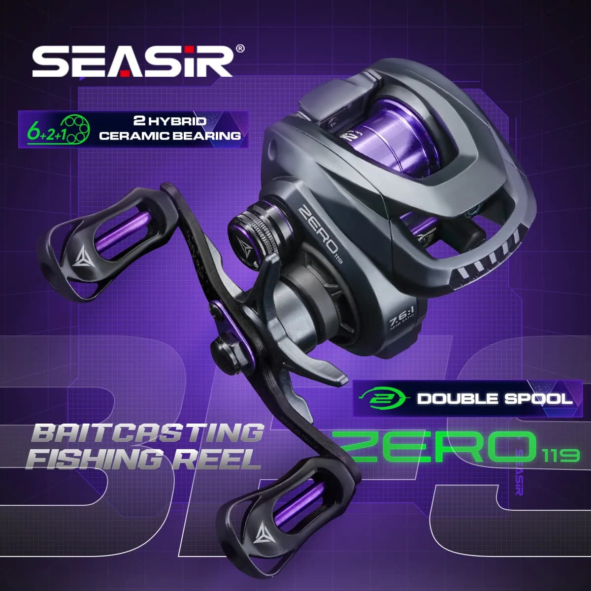 Moulinet casting Seasir ZERO119 BFS 119g carbone 4kg drag pour pêche ultra légère en rivière