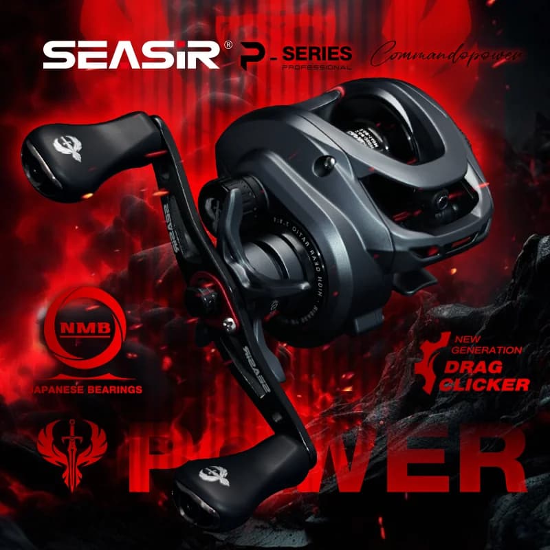 Moulinet baitcaster Seasir Commando Power ratio 7.1:1 - Frein 9kg nouvelle génération pour mer et eau douce