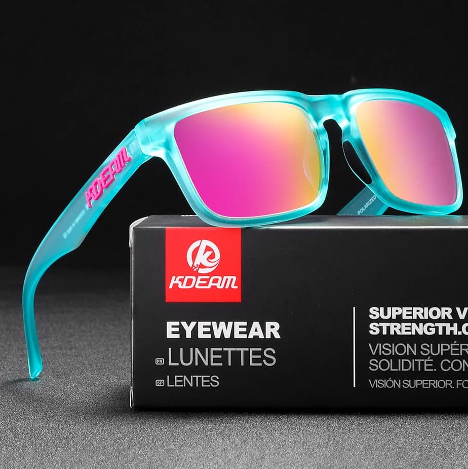 Lunettes de soleil polarisées Kdeam 2025 pour pêche - Verres miroir rouges unisexes tendance