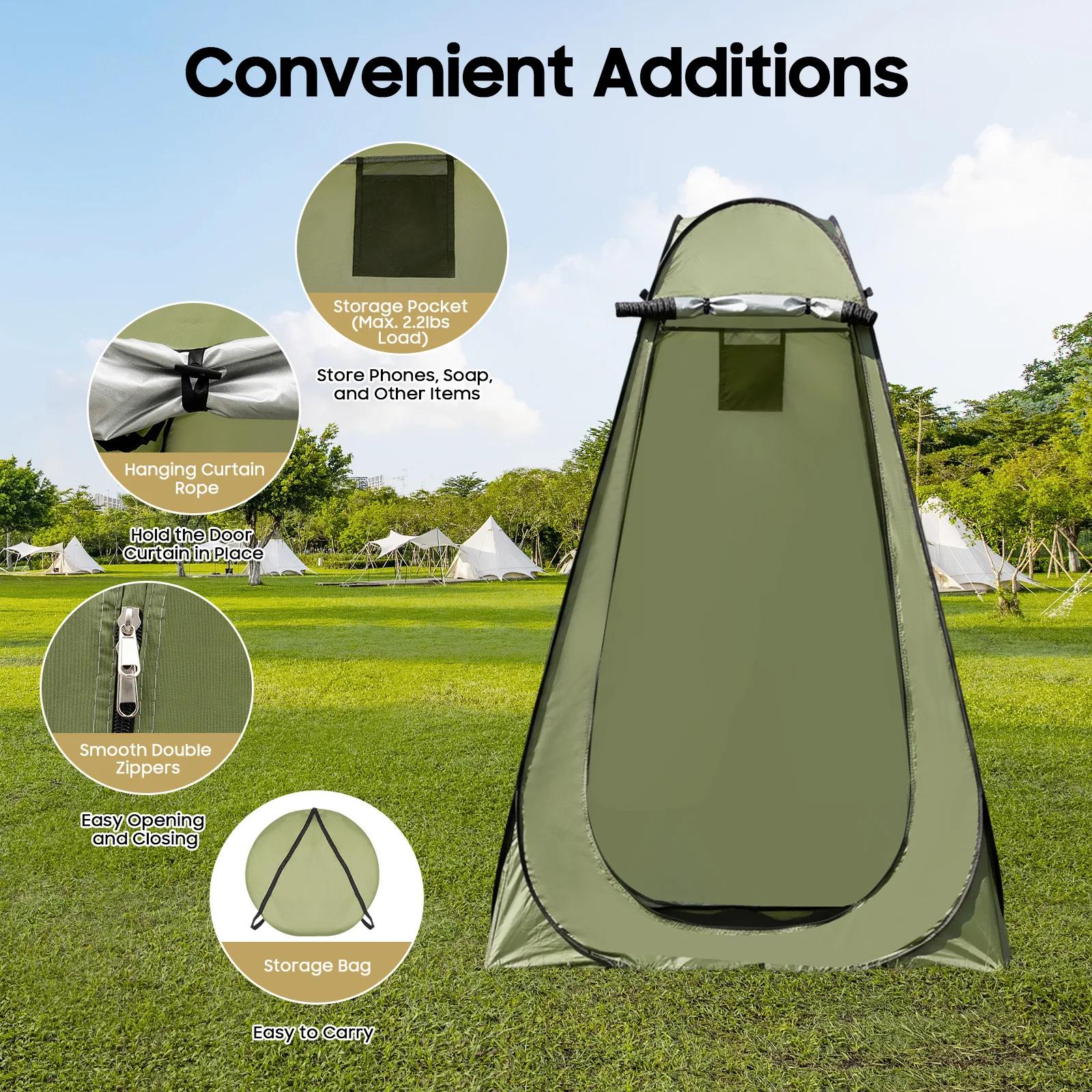 Tente toilette portable étanche pour camping randonnée pêche - Abri intimité 1.2x1.2x1.9m pliable et léger