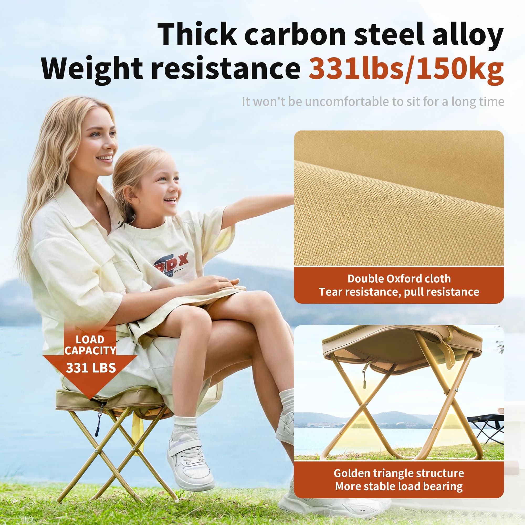 Tabouret pliant ultraléger PRIMITIVE - Siège de pêche portable pour camping et randonnée