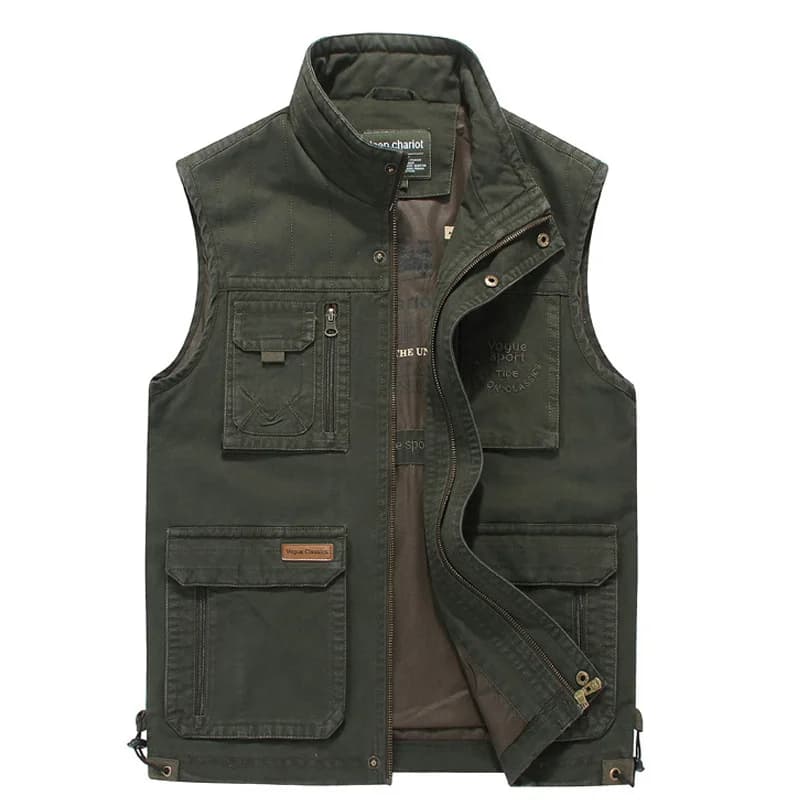 Gilet tactique photographe sans manches multi-poches coton pêche automne grande taille homme