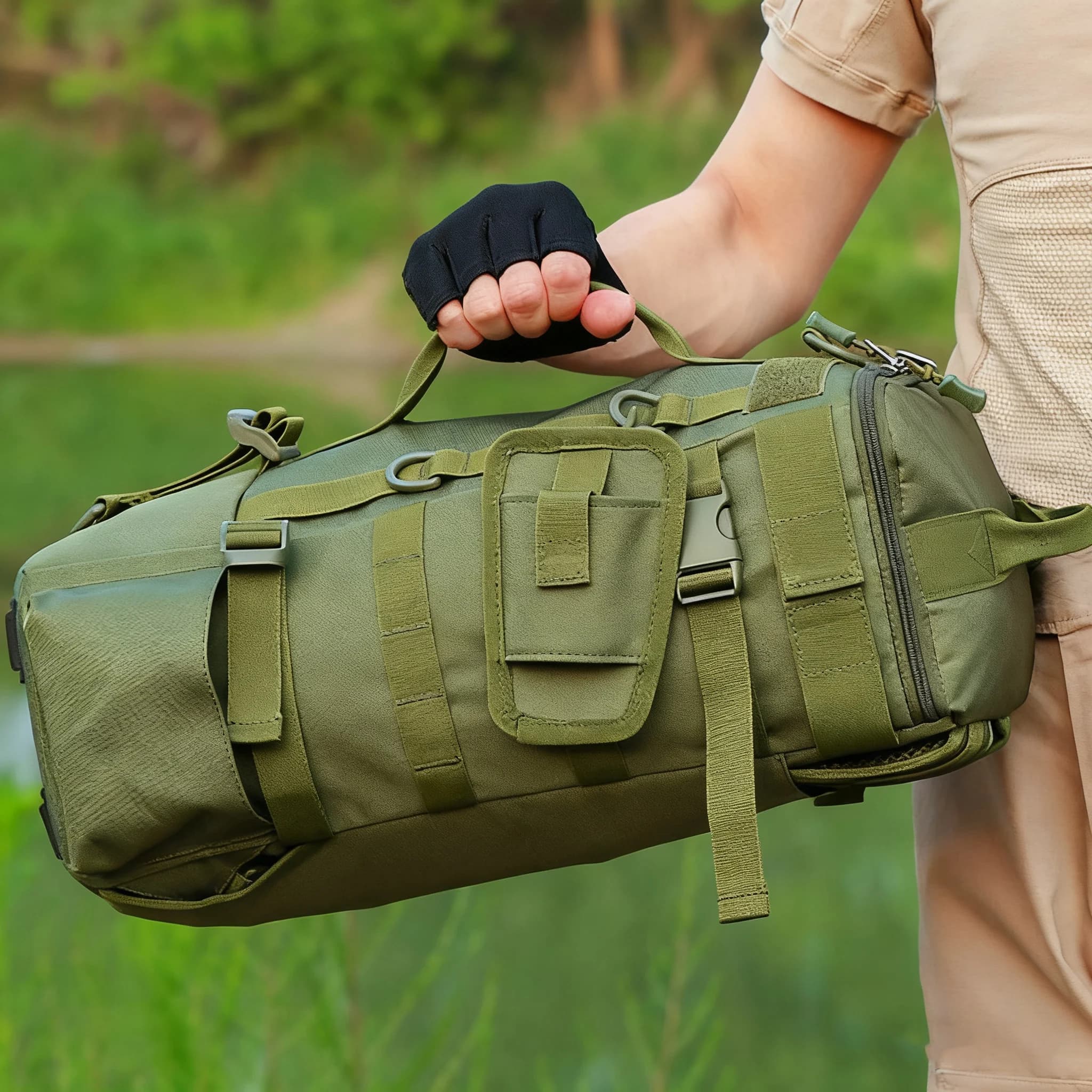 Sac à dos pêche multifonction avec porte-cannes étanche et résistant pour équipement de pêche sportive