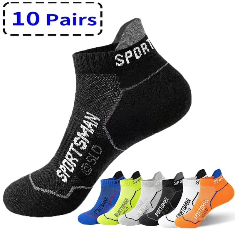 Lot 5/10 paires chaussettes cheville homme sport respirantes mesh été légères coupées court tailles 38-44