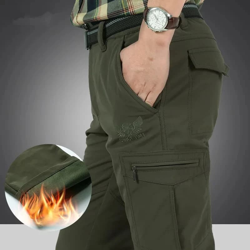 Pantalon hiver pêche polaire épaisseur shark skin imperméable - Cargo chaud softshell M-4XL