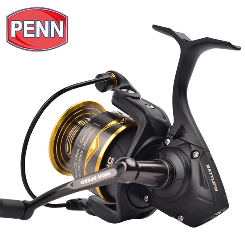 Moulinet spinning PENN BATTLE 4 3000-8000, corps métal, 5+1 roulements - Pêche sportive mer