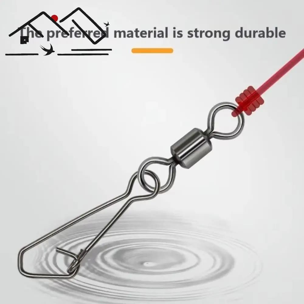 50 émerillons tournants en acier inoxydable - Accessoires de pêche durables pour leurres et hameçons