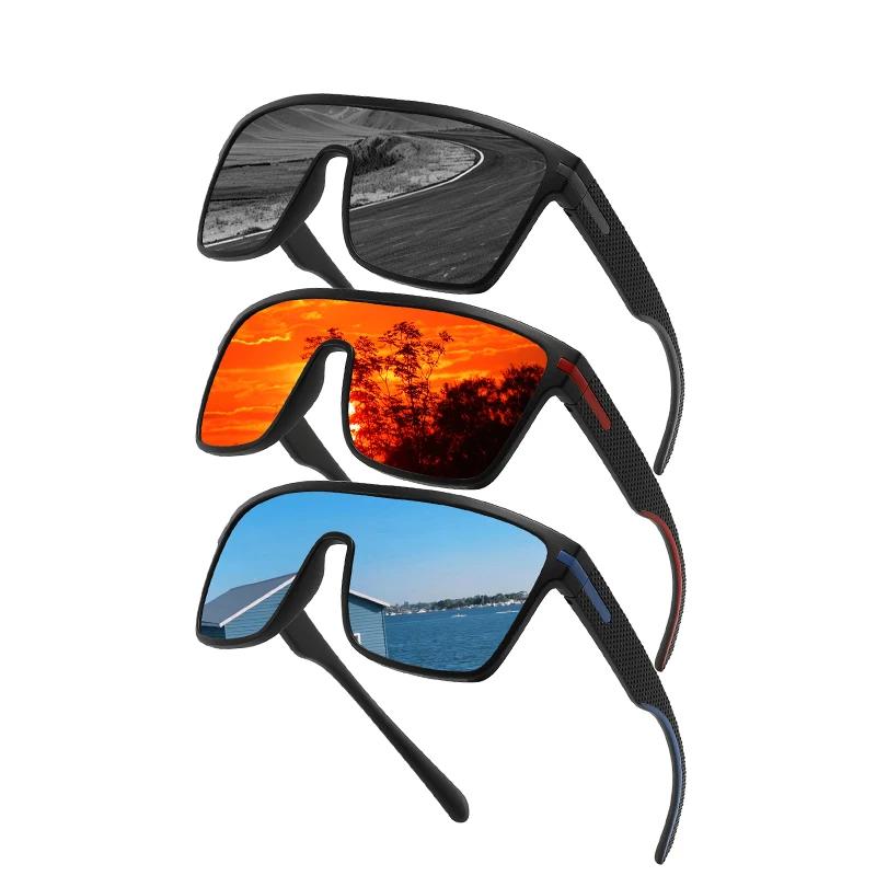 Lunettes de soleil polarisées carrées oversize - Anti-éblouissement pour conduite - Hommes UV400 - Modèle miroir