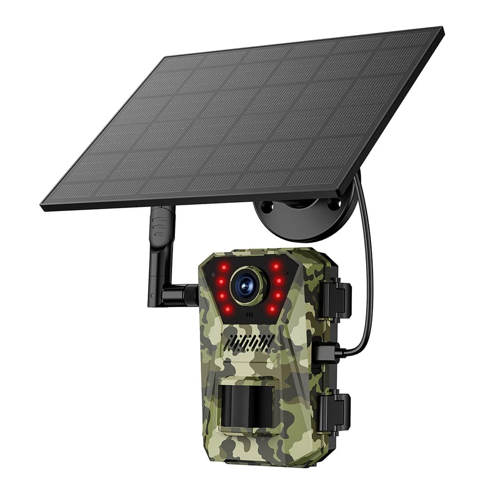 Caméra de chasse F8 4G 2K 14MP solaire déclenchement PIR vision nocturne étanche surveillance