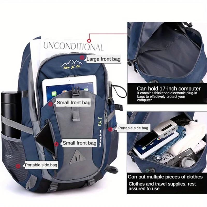 Sac randonnée pêche 40 litres homme femme grande capacité rangement matériel pêche trekking aventure