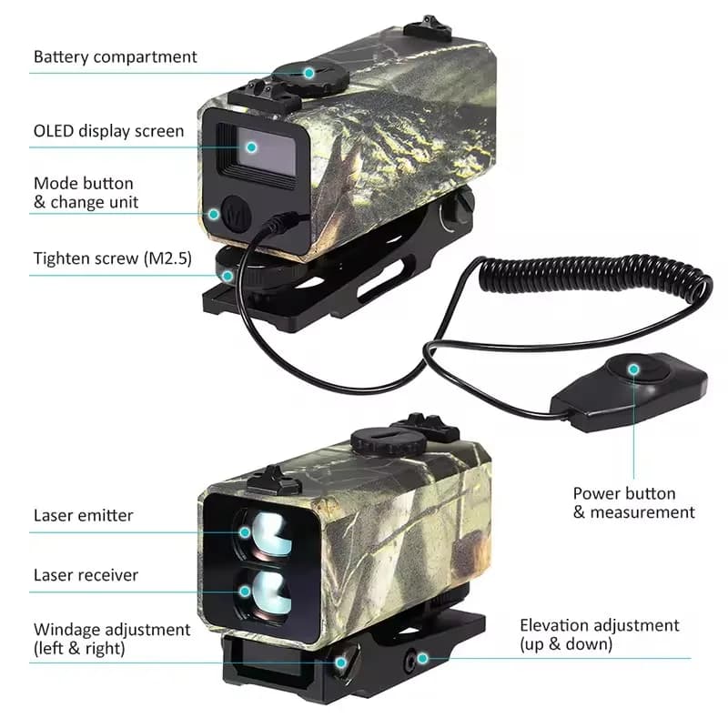 Mini télémètre laser automatique LE032 pour pêche - Mesure distance et vitesse jusqu'à 1200m