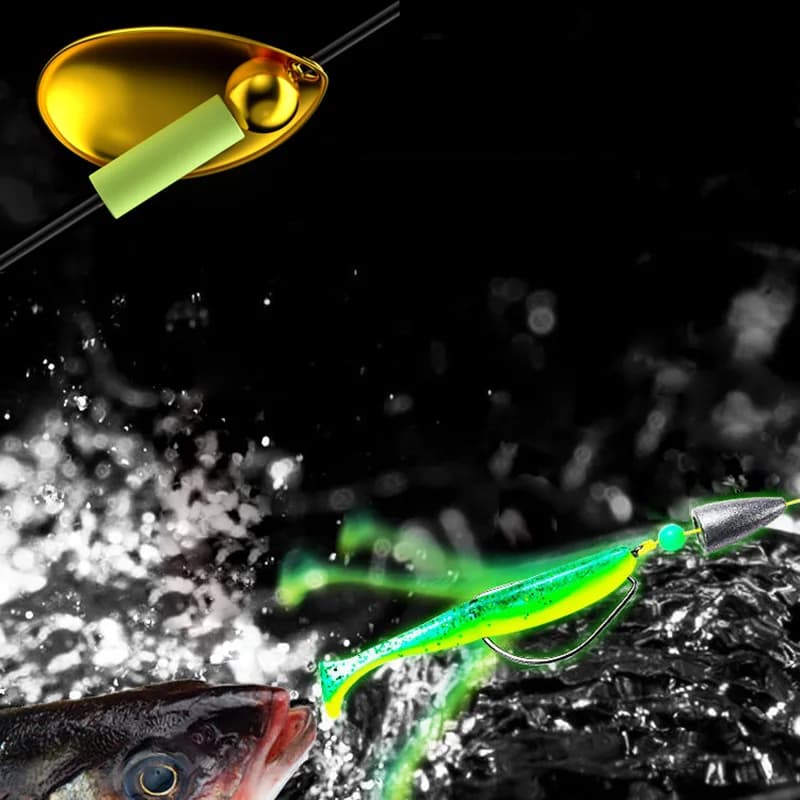 Set 5 montages dropshot texas rig - leurres souples cuillères VIB lumineuses hameçons pêche précise