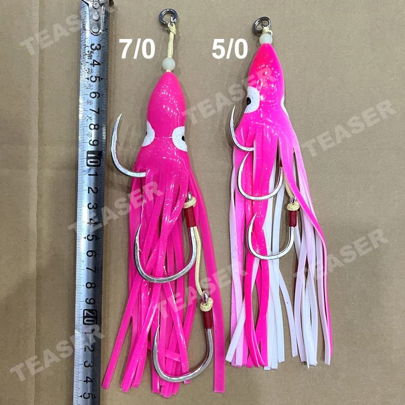 Hameçon de jigging TEASER HK034 pour octopus et leurres souples - Hameçon gang pour thon et bonite