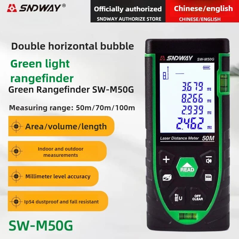 Télémètre laser vert SNDWAY SW-M50G pour pêche - Mesure précise jusqu'à 1000m avec infrarouge