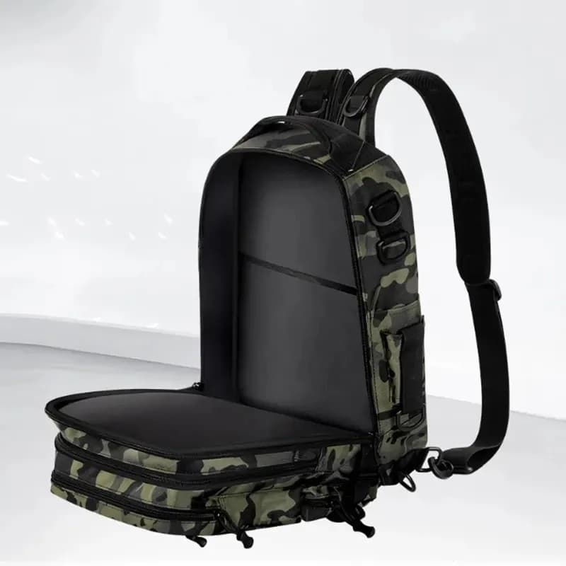 Sac à dos pêche avec porte-canne - Sac de rangement équipement pêche, camping et chasse