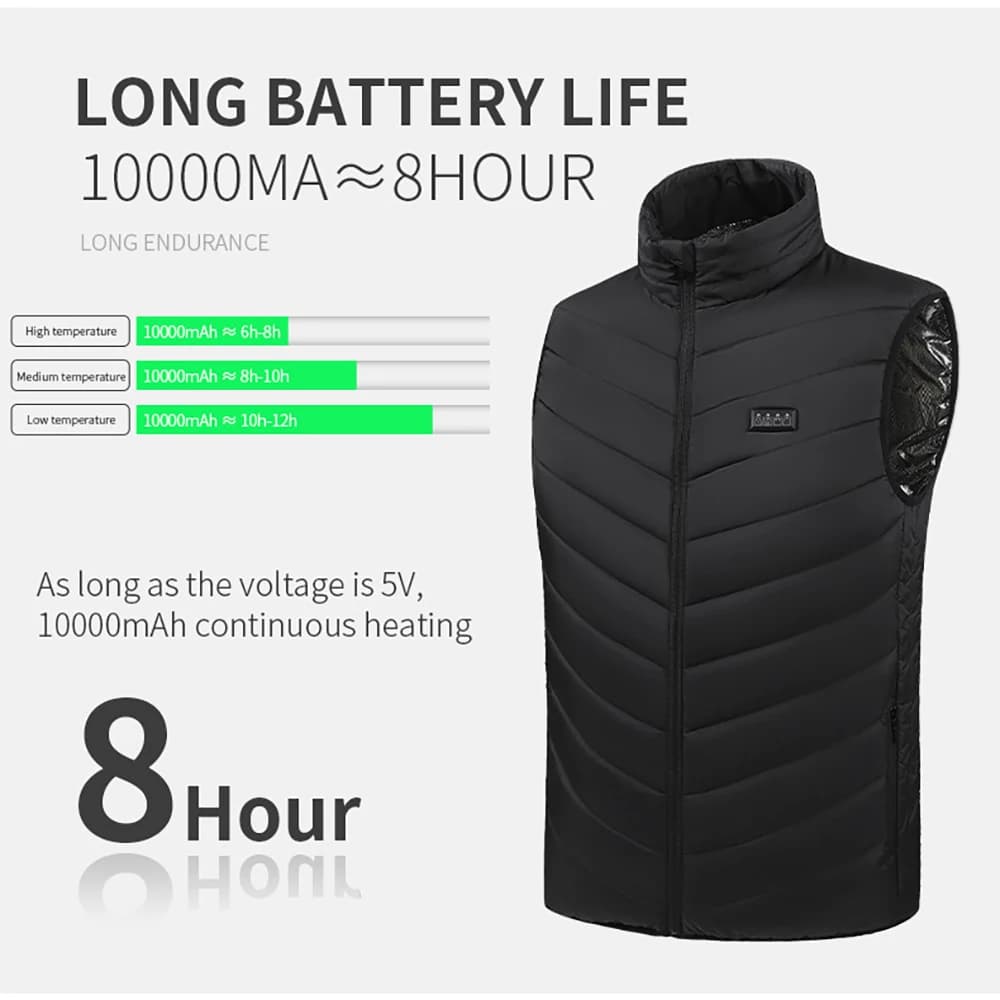 Veste chauffante USB 31 zones pour pêche hivernale - Veste chauffante homme femme pour ski et randonnée