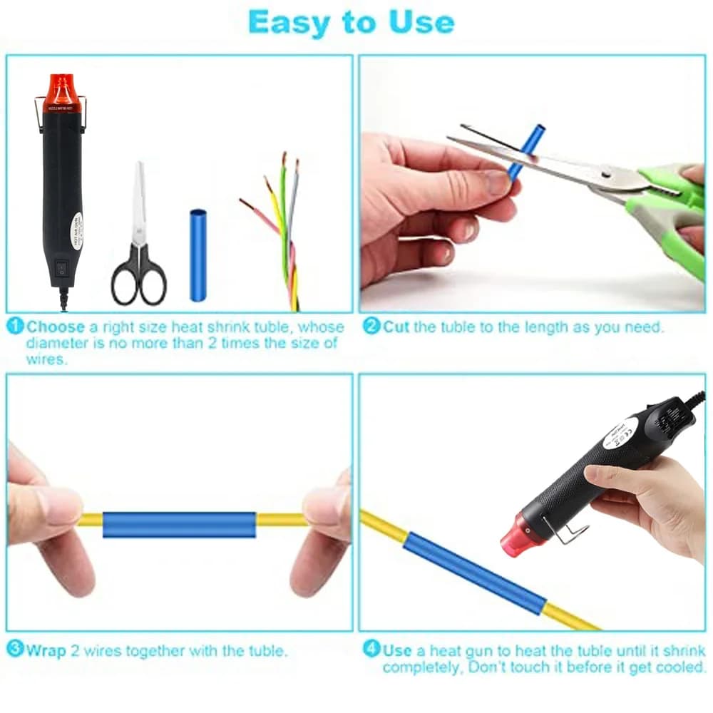 Kit gaine thermorétractable 2:1 pour réparation câbles électriques, protection équipement pêche