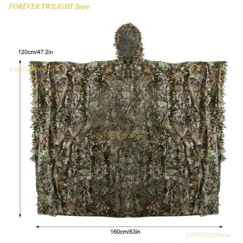 Poncho camouflage Ghillie feuille d'érable 120x160cm - Cape pêche sniper observation ornithologique airsoft