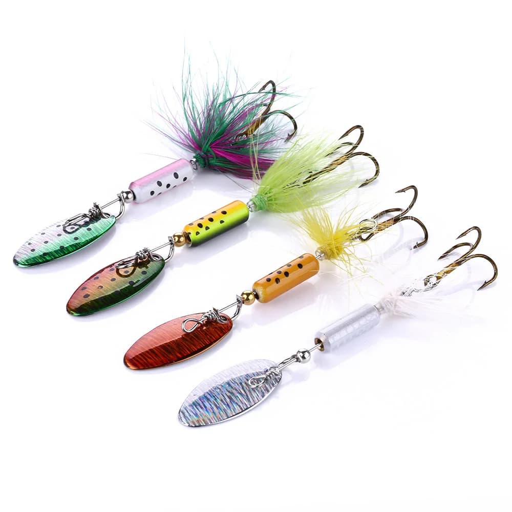 Leurres métalliques vibrations 3.5g - Leurres VIB à plumes pour perche et black bass - Pêche leurres durs