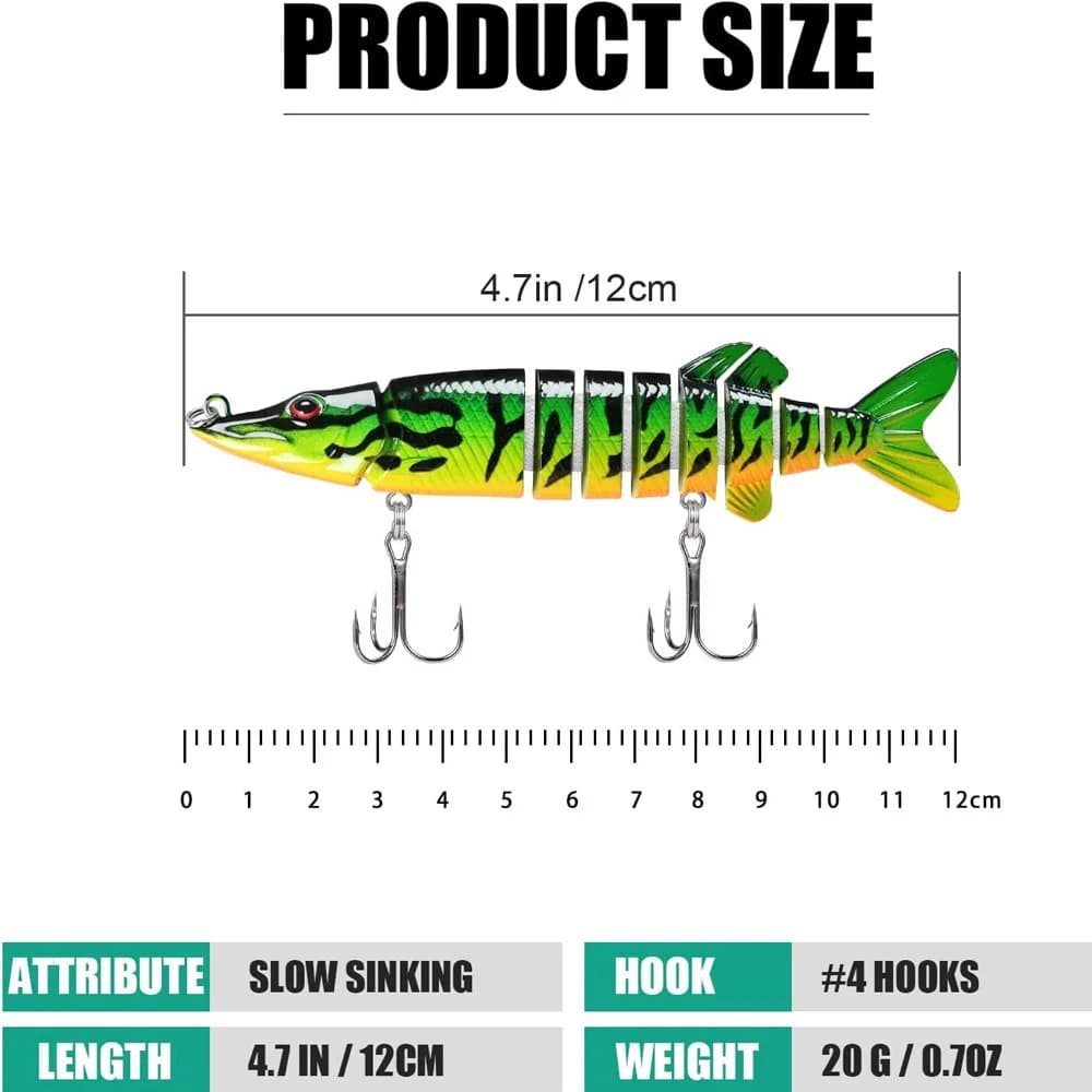Leurre Souple Bionic Multi Articulé à Nage Lente pour Bass et Truite en Eau Douce et Salée