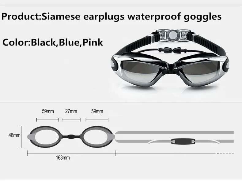 Lunettes de natation professionnelles électroplaquées étanches silicone adultes compétition